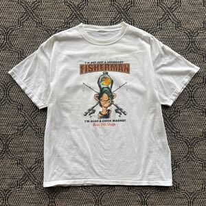 Bass Pro Shops T-Shirt Mens L White Legendary Fisherman Chick Magnet Y2K